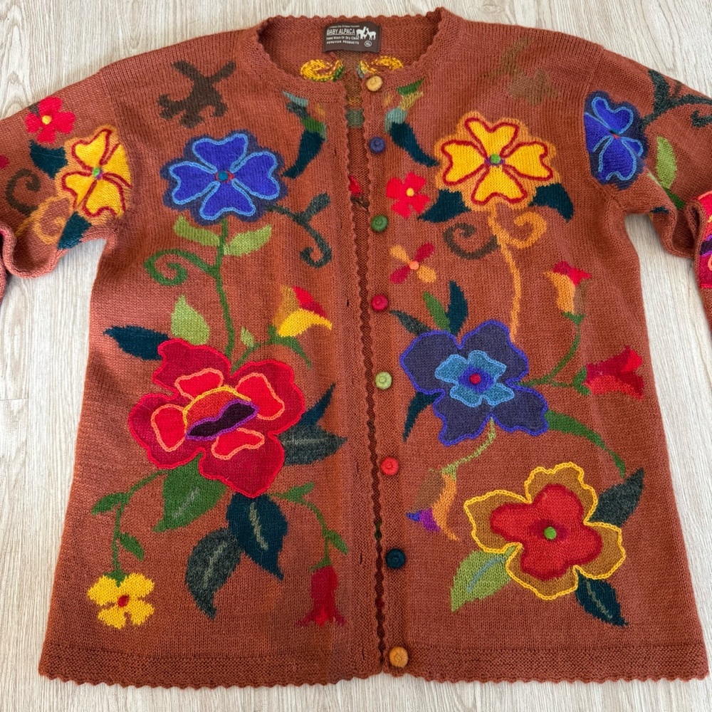 Floral Embroidered Sweater - Multicolor
